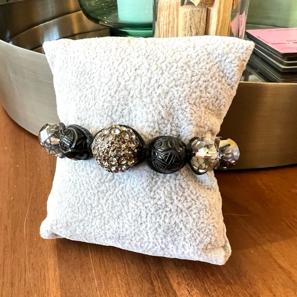 Shamballa Bracelet Silver Grey and Black Sparkles - Picture 2 of 10